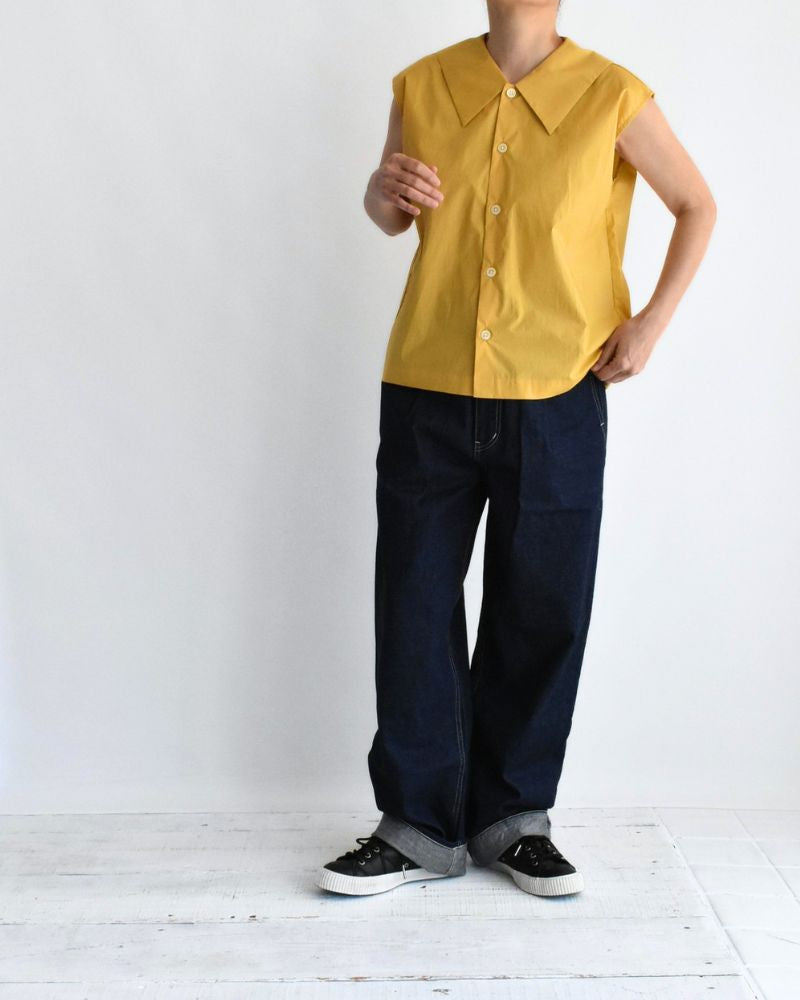 LALA-POPLIN Sleeveless Blouse in Yellow