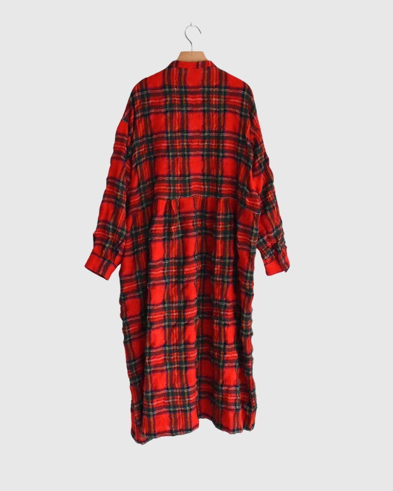 Cotton Wool Tartan Check Dress in Red