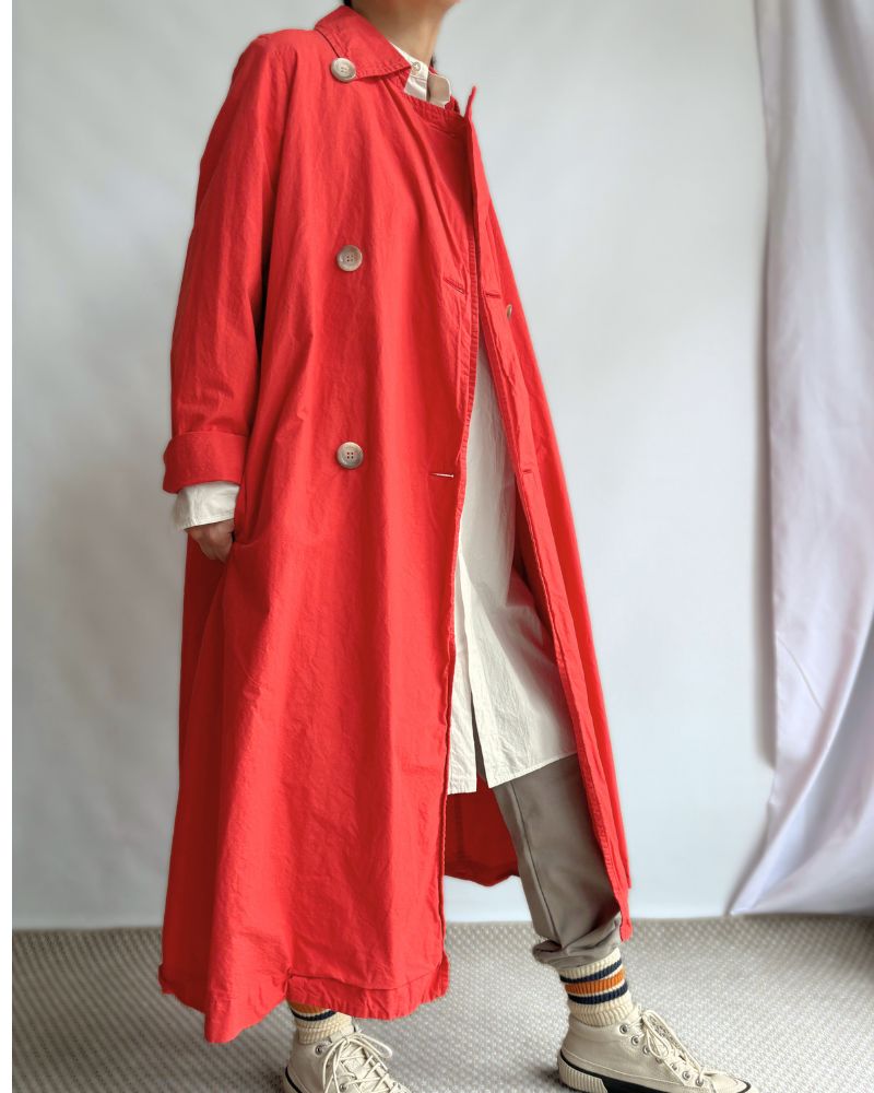 Double Button Coat in OrangeRed