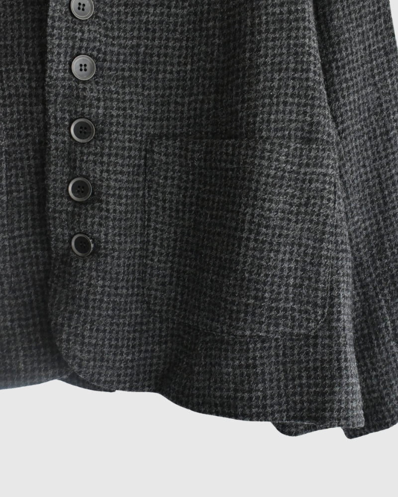 Wool Gauze Houndstooth Jacket in Charcoal