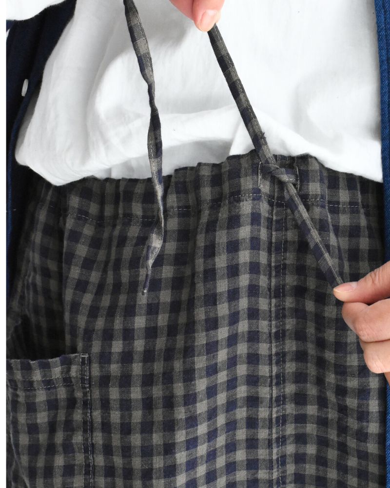 LINEN CHECK OVERDYE EASY SKIRT in SmokeGray