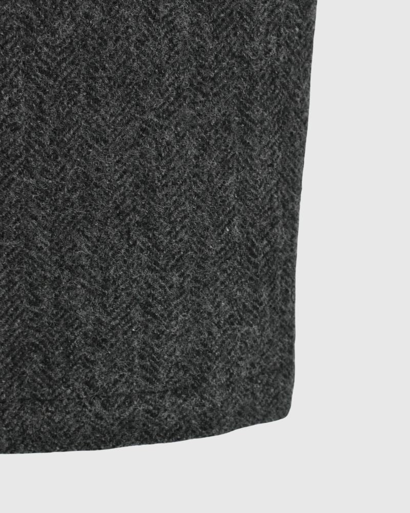 Wool Herringbone Pants in Black