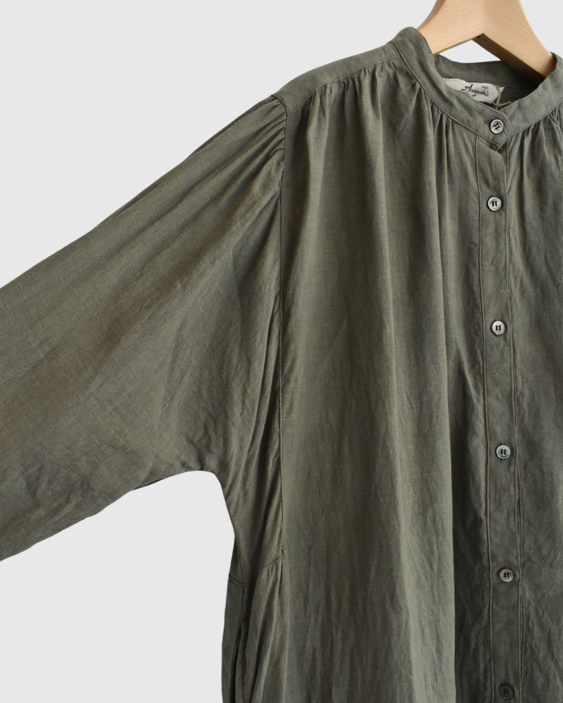 French Linen Dress in Khaki
