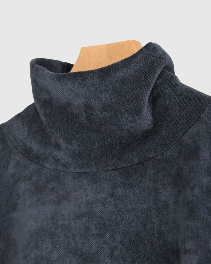 High-neck flared design top 'BONI' in Navy