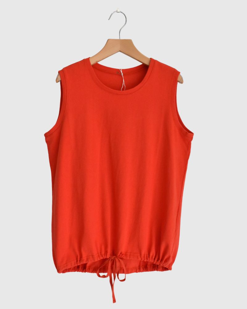 Sleeveless Drawstring T-shirt Orange