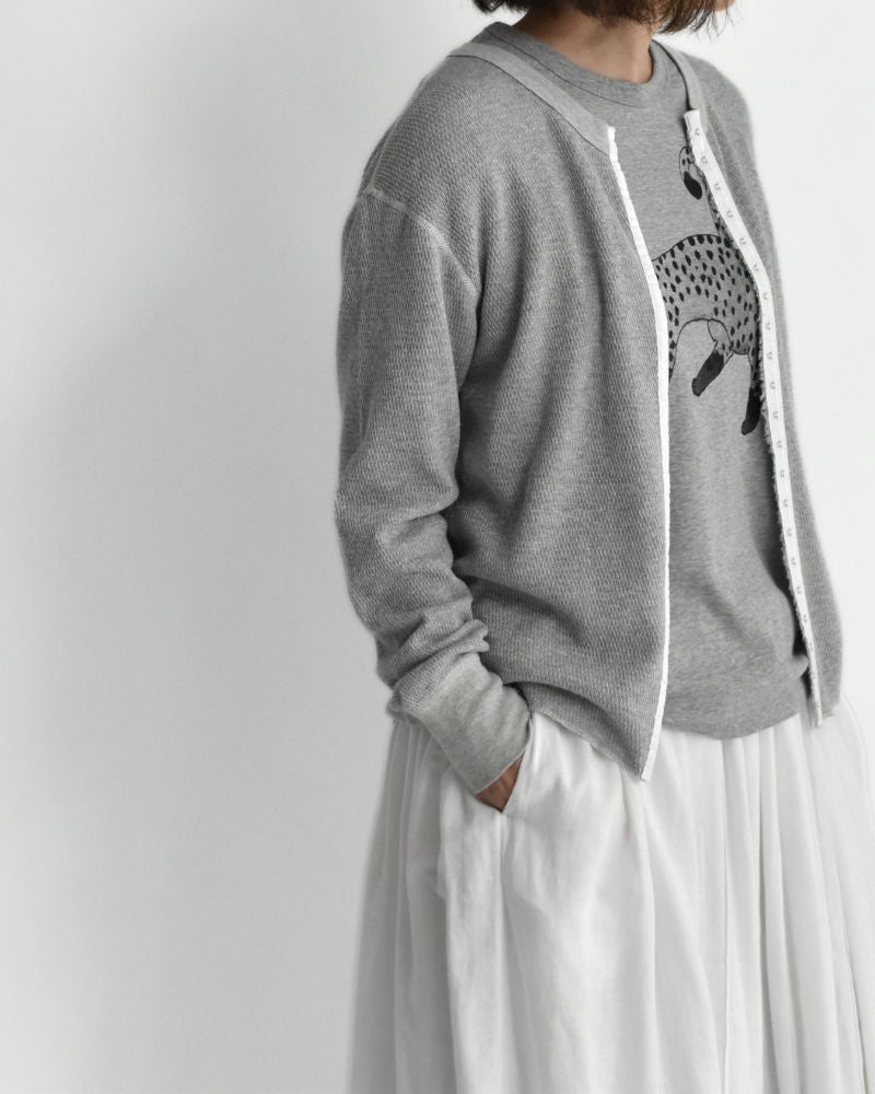 Lame Thermal Remake Cardigan in Gray