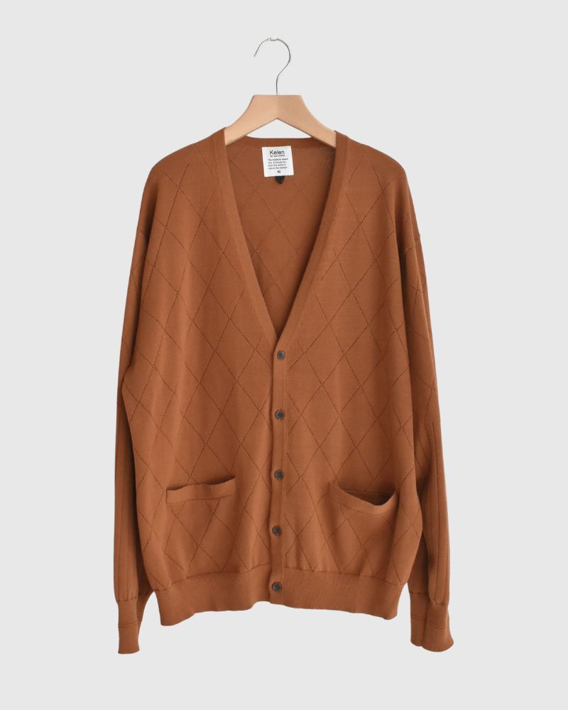 Openwork knit cardigan 'EMILY' in Camel