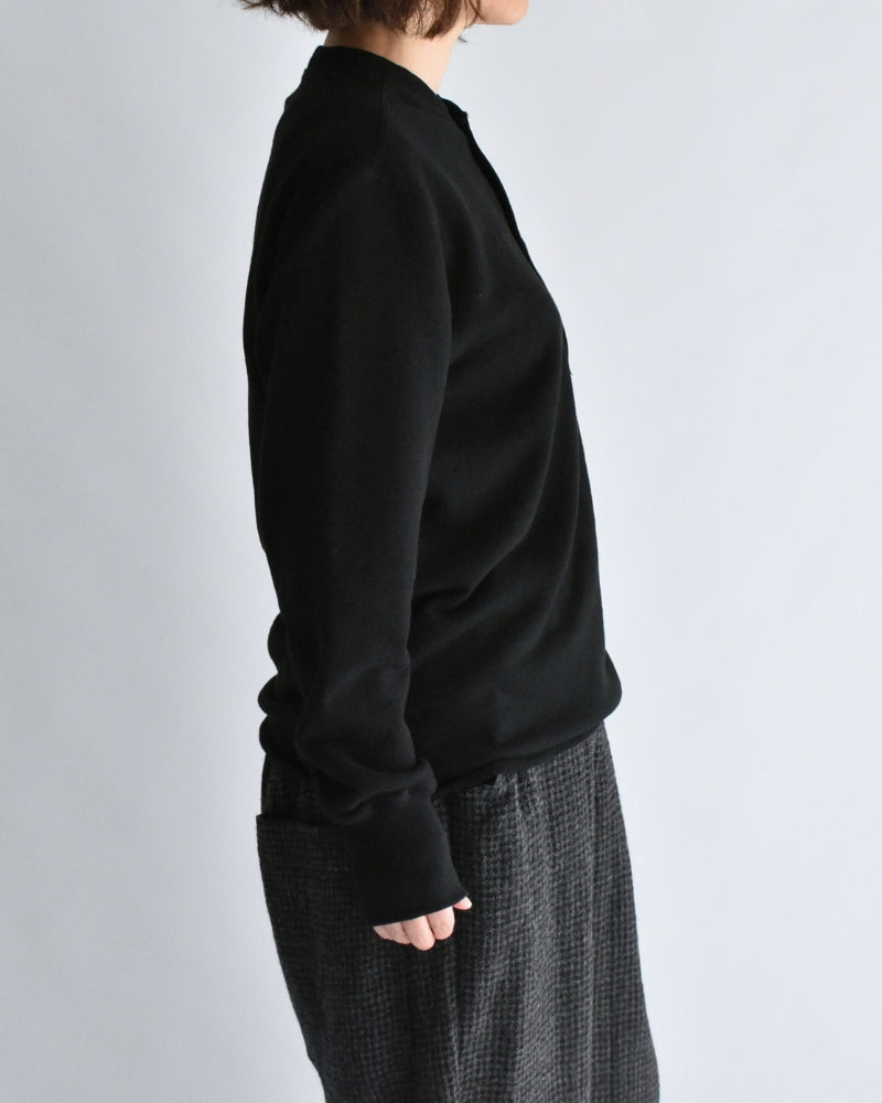 Recycle/Organic Henley Neck Sweatshirt in Black