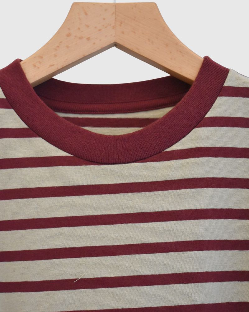 Taco Cotton Striped Long Sleeve T-Shirt Royal in Beige/Bordeaux