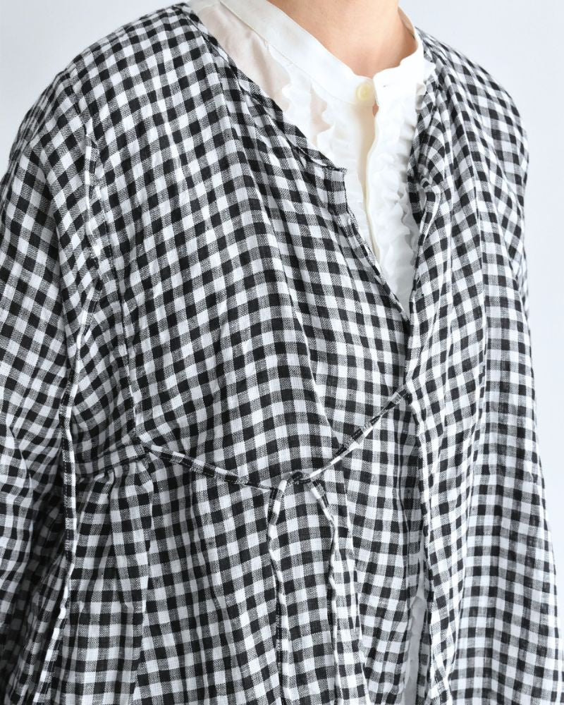 Gingham Check Cache-coeur Blouse in BlackCheck