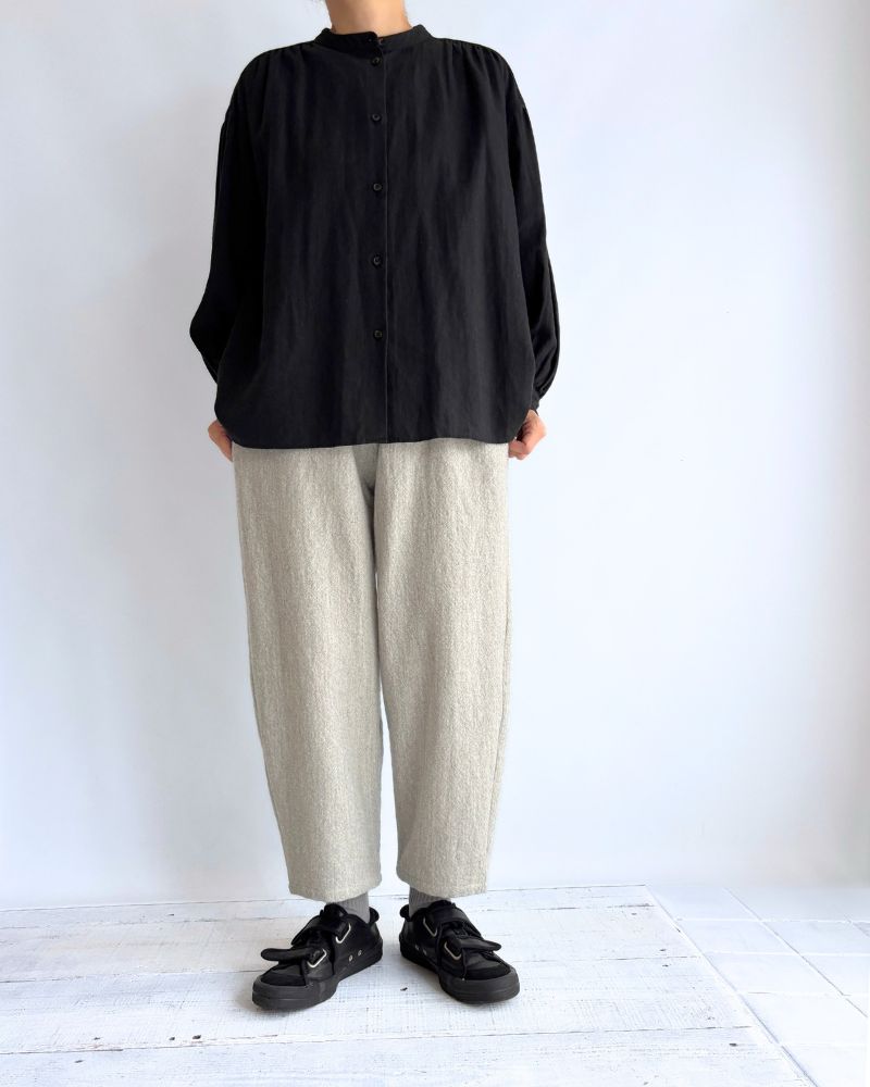Camille Band Collar Shirt in Black