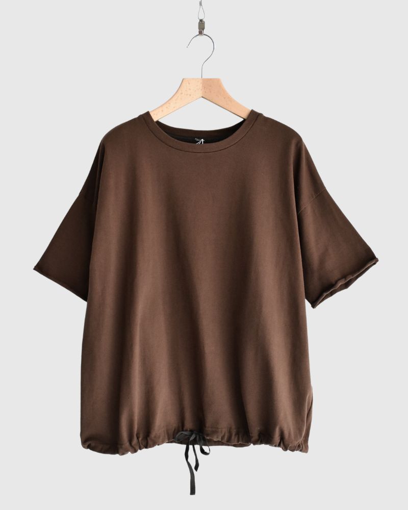 Cutoff Drawstring Tee in Brown