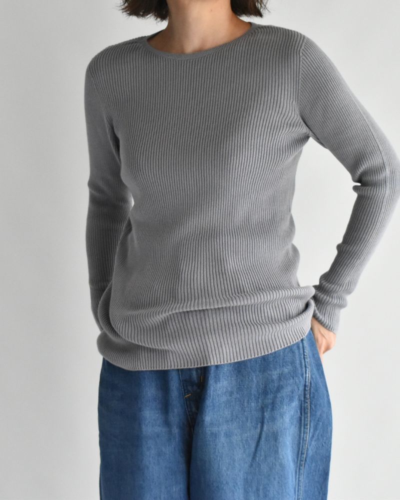 JAPAN WHOLEGARMENT Rib Knit Pullover in LightGray