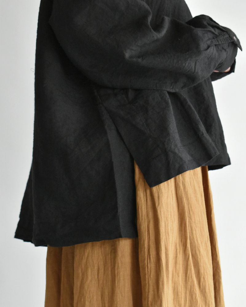 Handwoven 60 Linen Shirt in Black