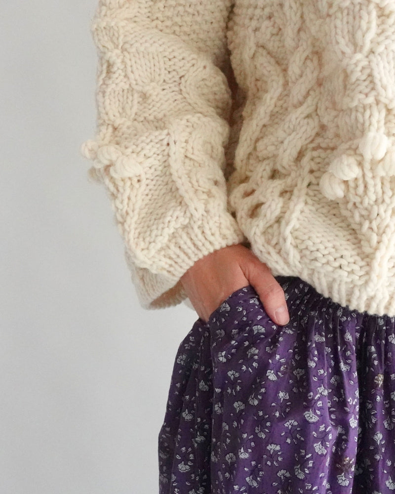 Peru Hand Knit Pullover in White