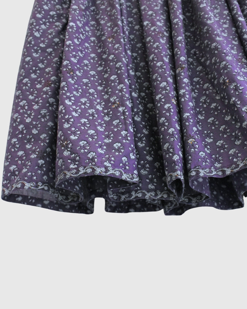 Rajasthan Tuck Gathered Skirt with Lining in Purple