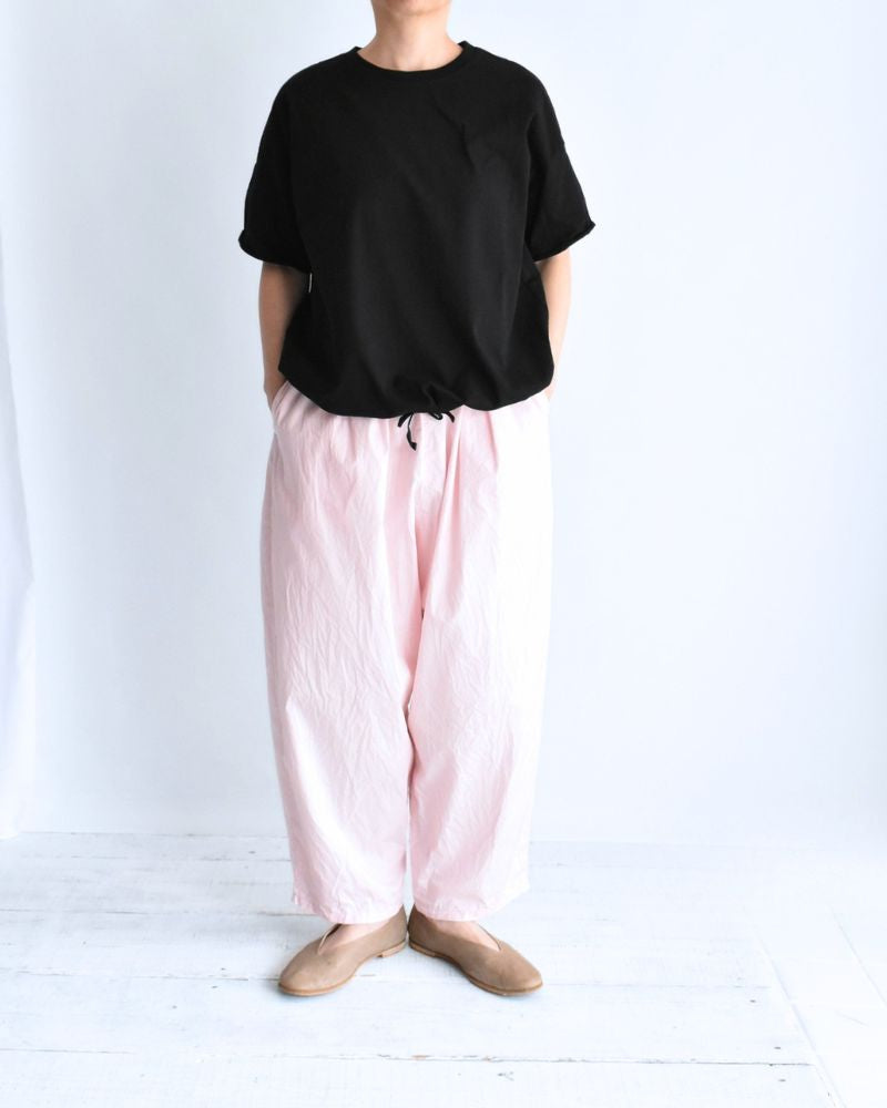 Half-Sleeve Drawstring T-shirt in Black