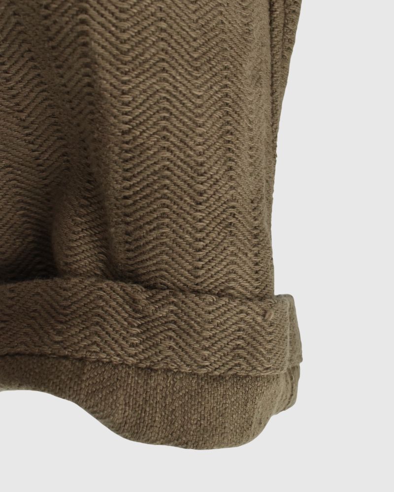 TEORI Cotton Herringbone Easy Tapered Pants in KhakiBrown