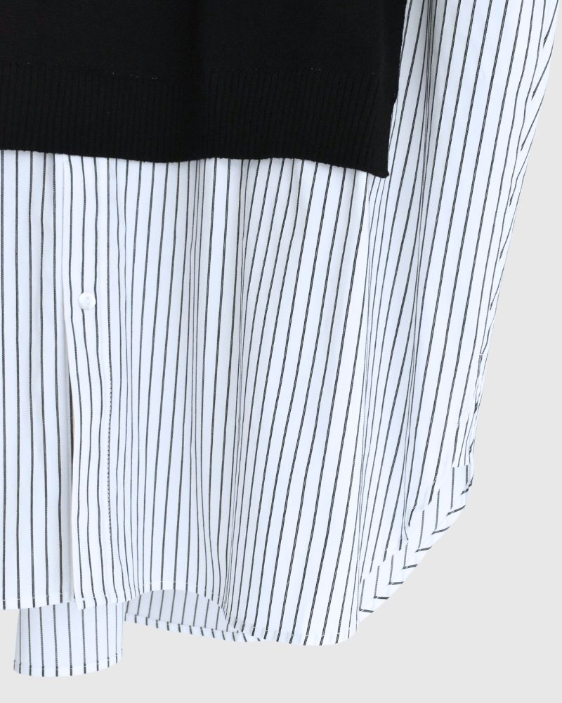 Knit vest layered striped shirt dress 'APOLU' in OffWhite