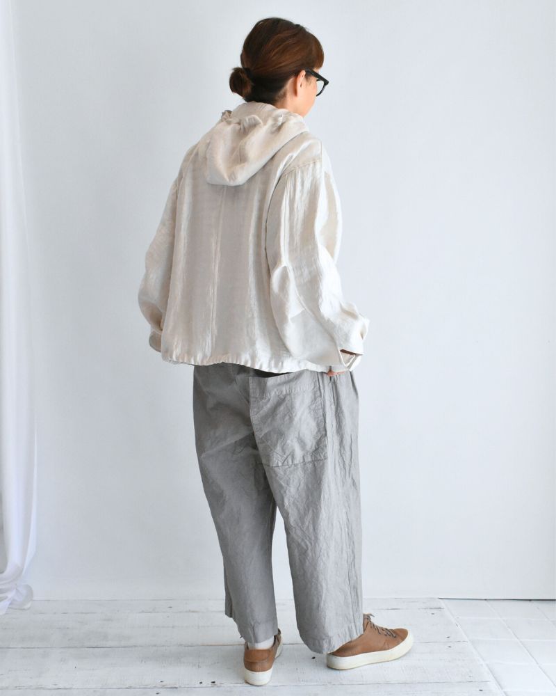 Shiny Hoodie Blouson in OffBeige