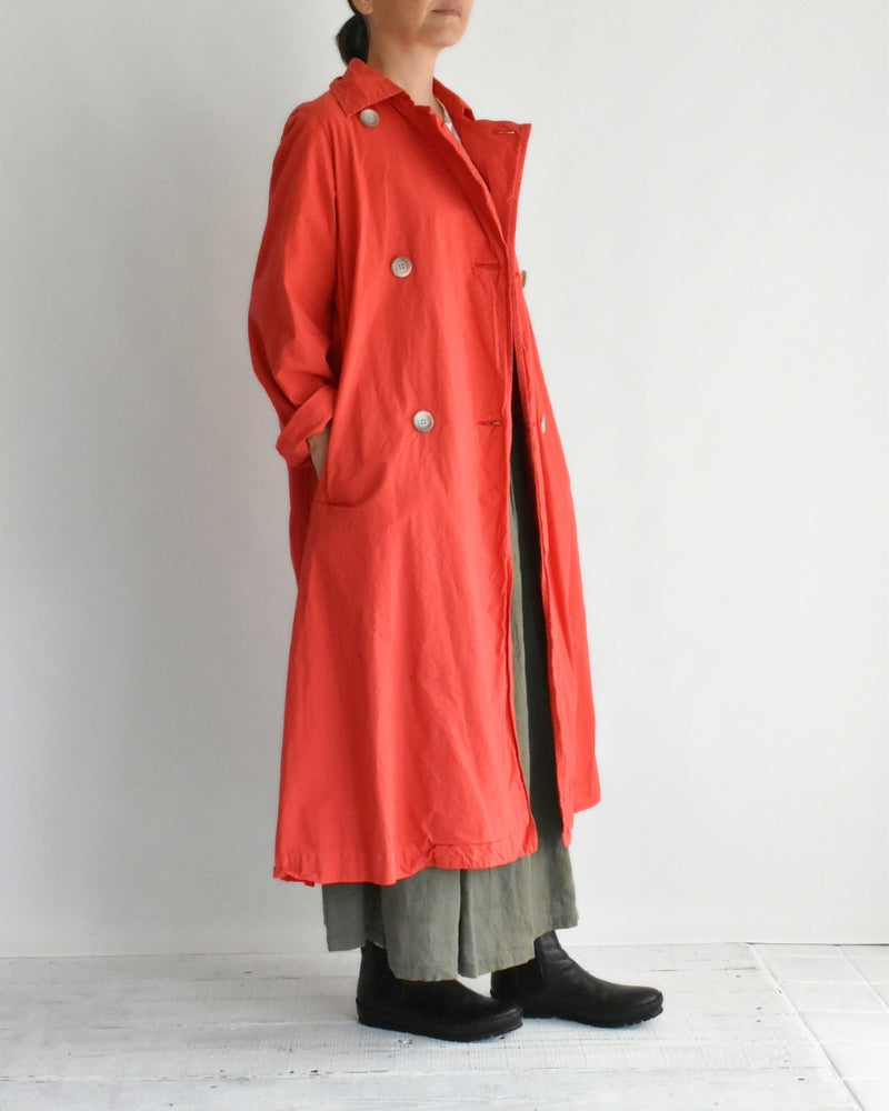 Double-Breasted Coat in Orange Red