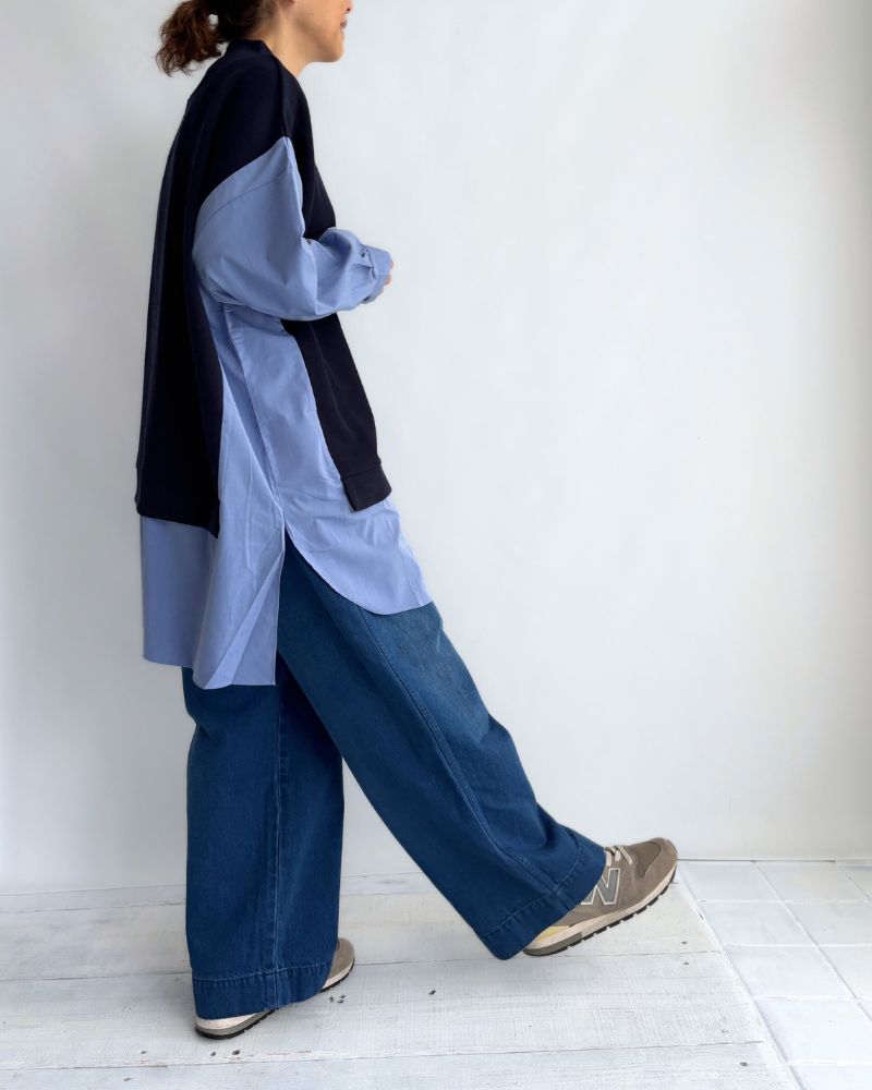 Knit combination top 'JOHA' in Navy