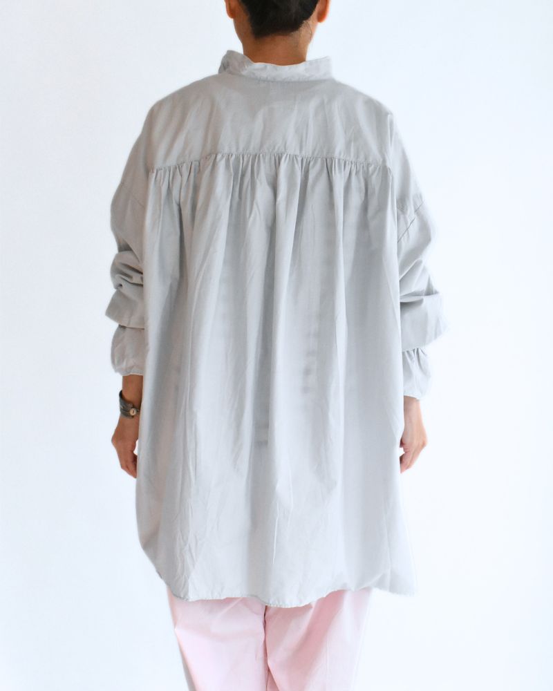 Cuff Ruffle Oversized Shirt in SilverGray