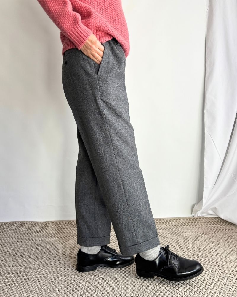 ROBIN-WO Center Pleated Tapered Pants in Gray