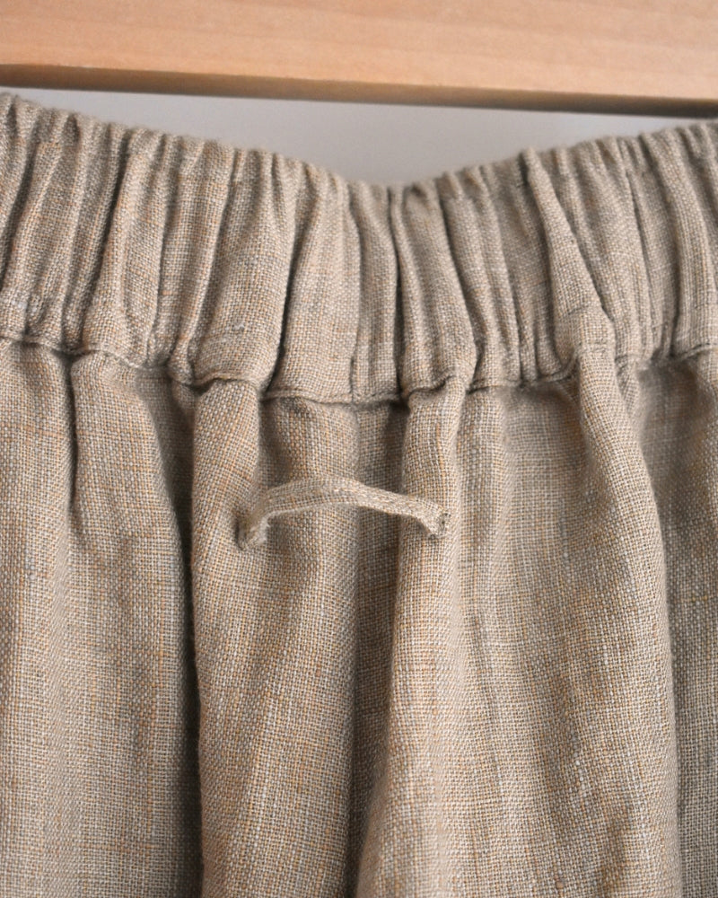 Handwoven 40 Linen Culottes in Beige