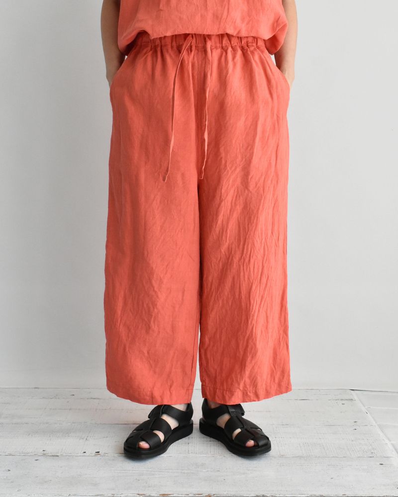 French Linen Wide Pants in Orange