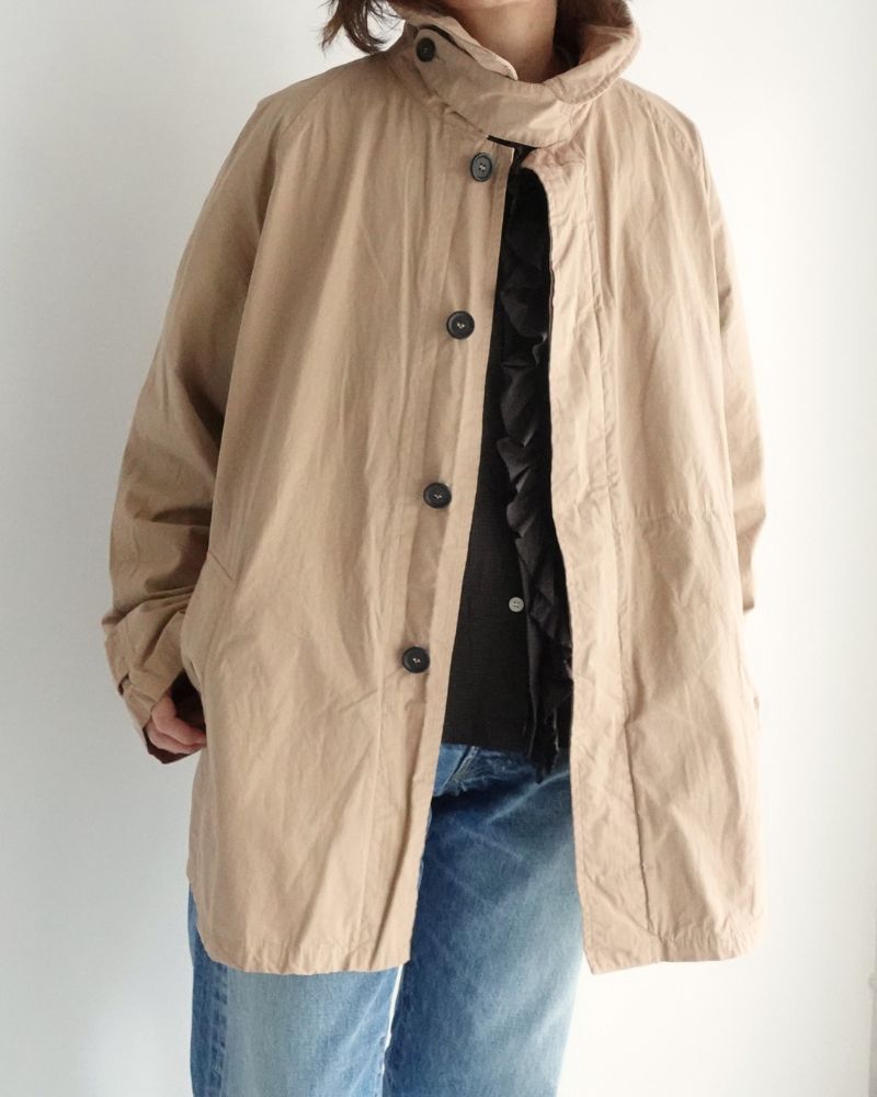 Balmacaan Short Coat in GrayKhaki