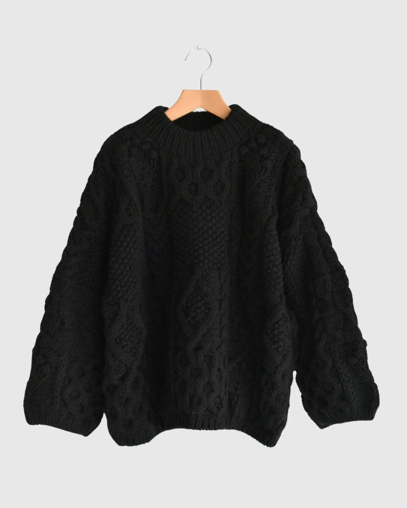 Peru Hand Knit Pullover in Black