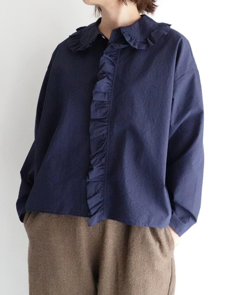 (g) |g760  Collar & Front Frill Blouse in Navy