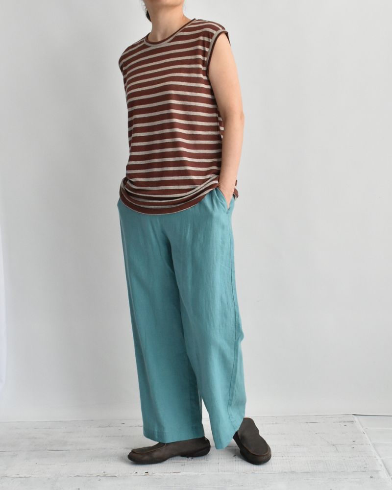 Border Tank Top in Brown/Natural