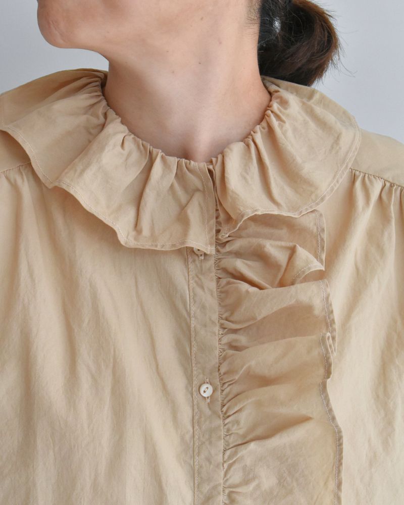 Ruffle Blouse in Beige