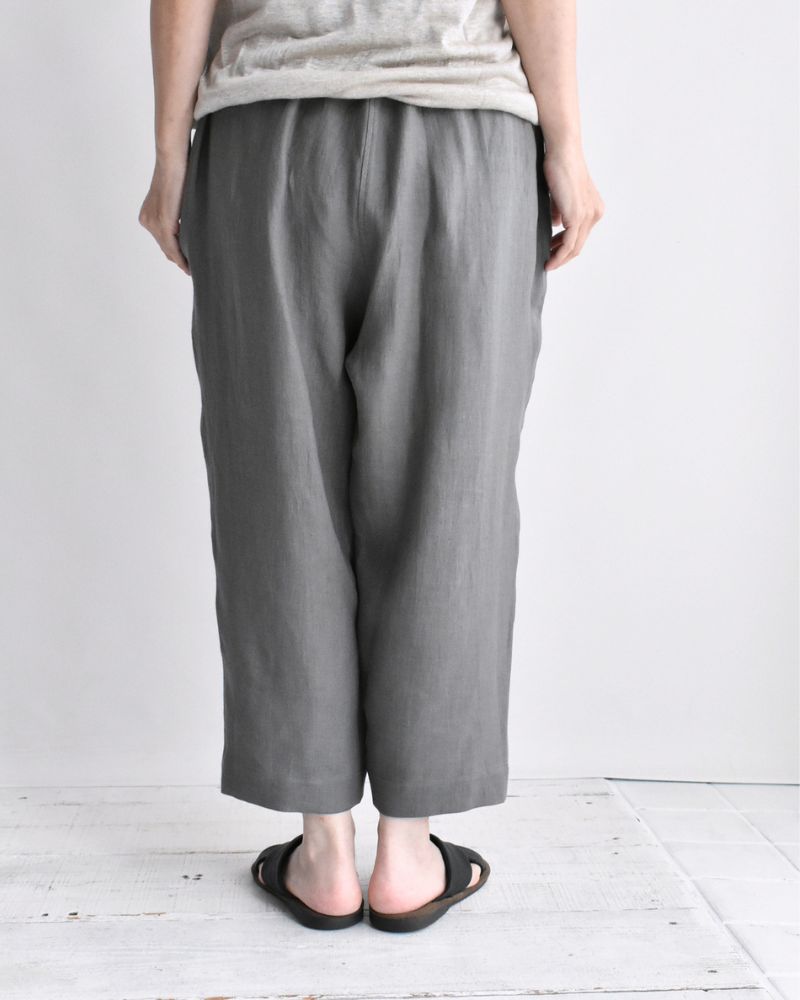 Asymmetric Pocket Baker Pants (LINEN) in DarkGray