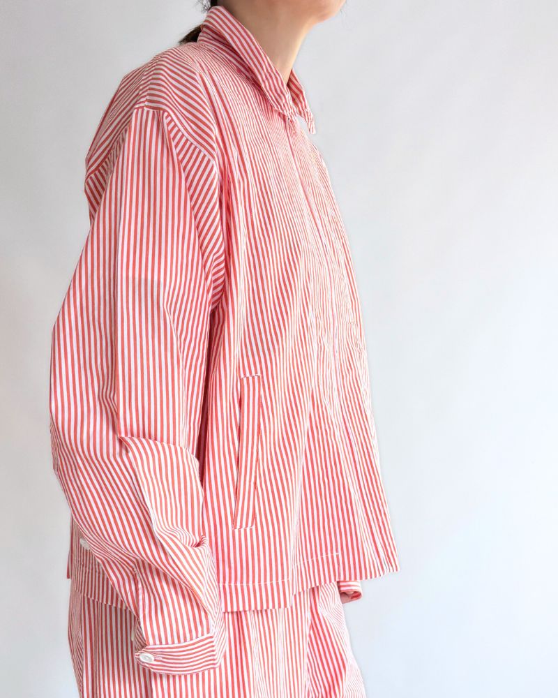 POPLIN STRIPE DRIZZLER JACKET in OrangeStripe
