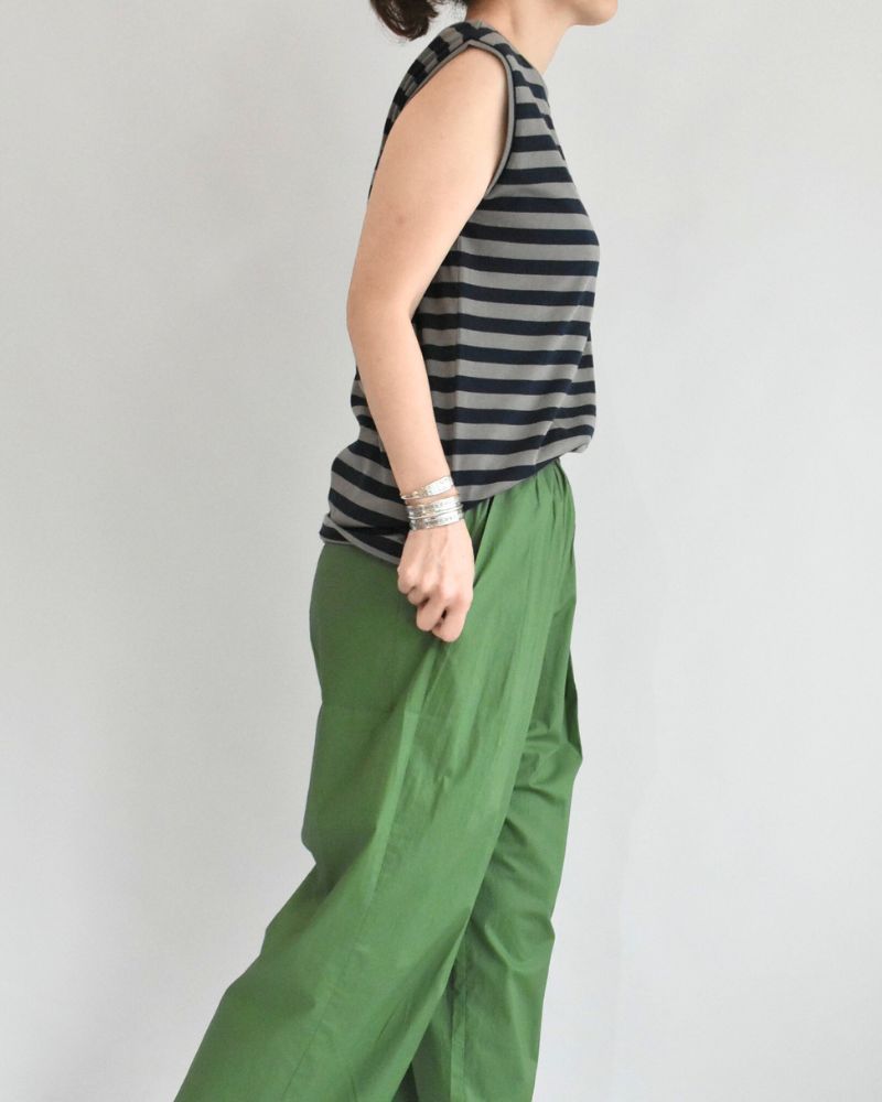 Crew Neck Tank Top in Gray/Navy