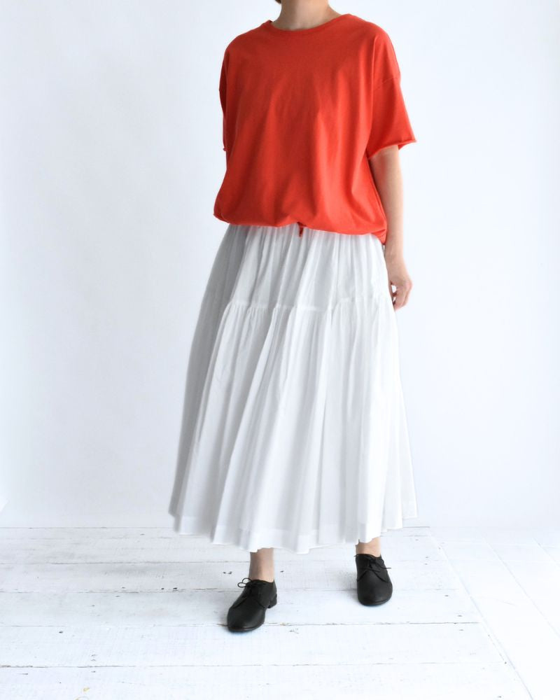 Tiered Gathered Cotton Skirt in White