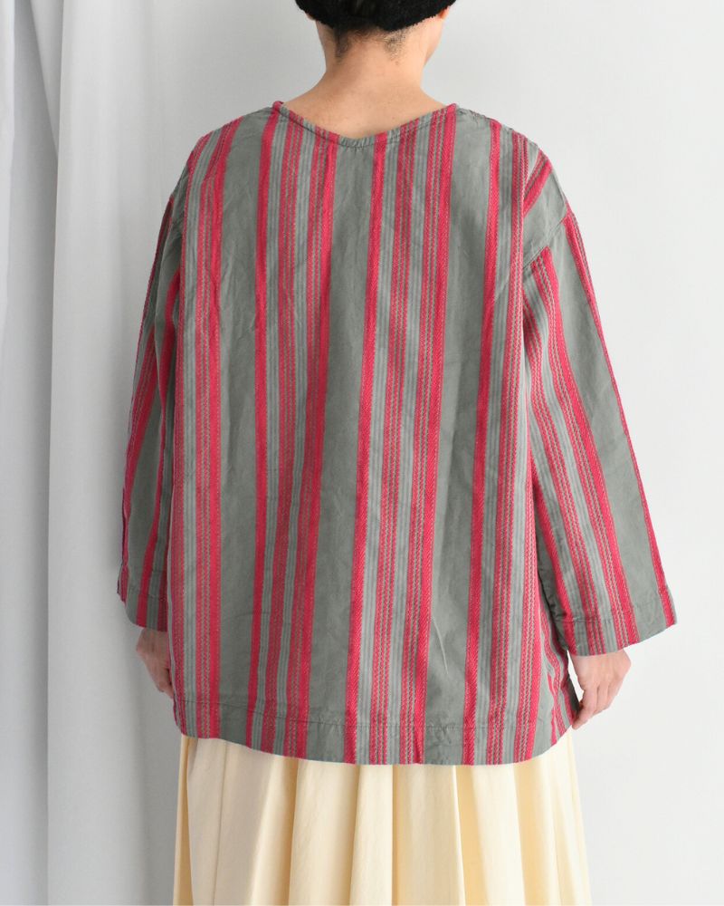 Jacquard Stripe Shirt in Khaki/Pink