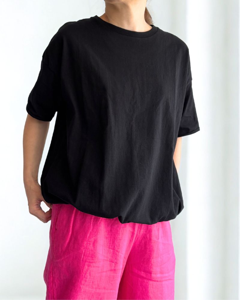 Cutoff Drawstring Tee in Black