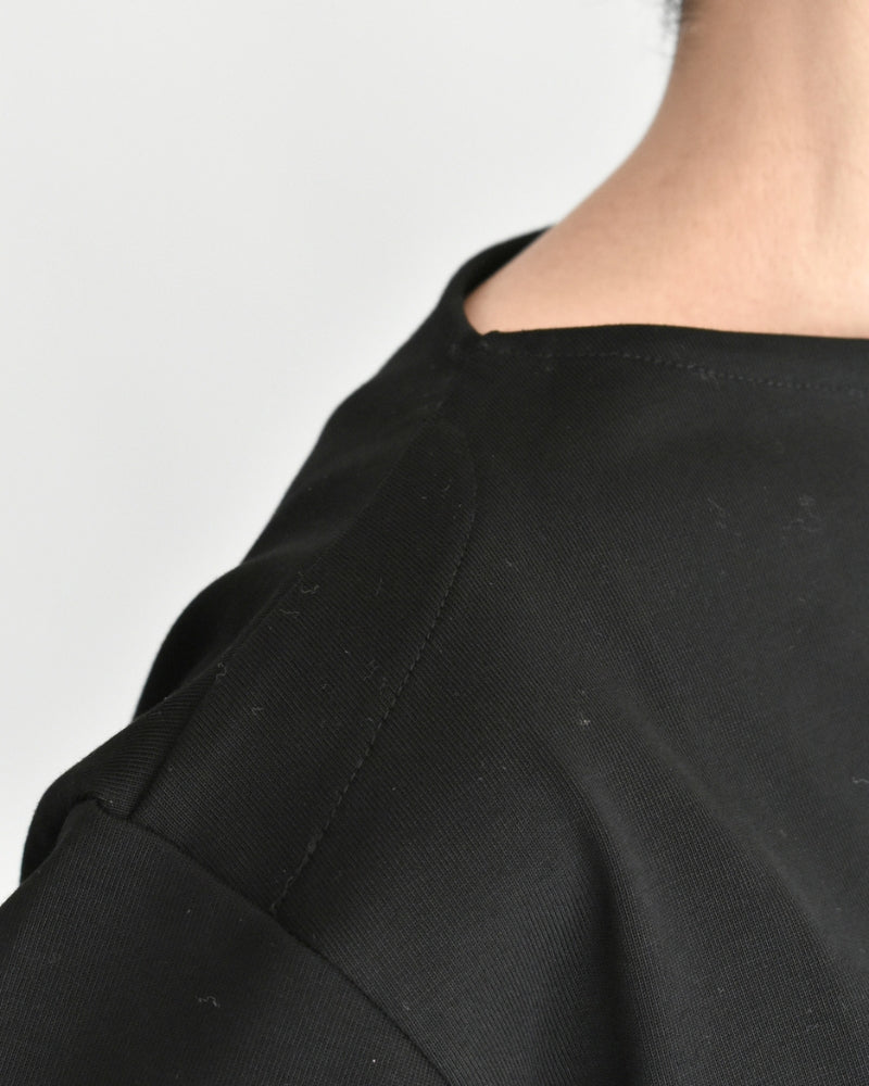 Giza Cotton Basque T-Shirt in Black