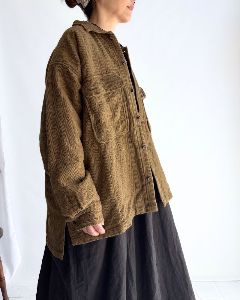 TEORI Cotton Herringbone Jacket in KhakiBrown