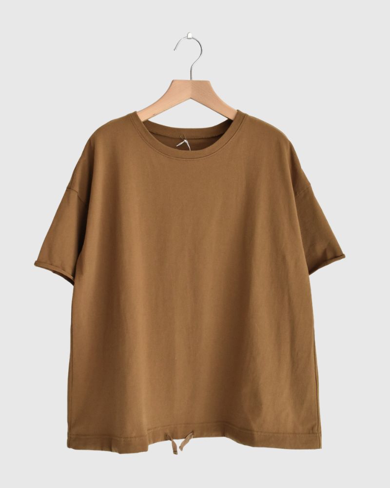 Half-Sleeve Drawstring T-shirt in DarkCamel