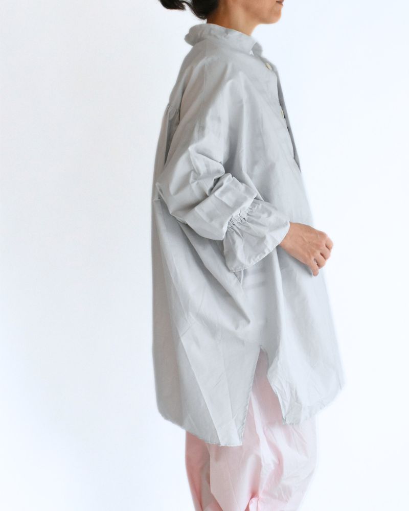 Cuff Ruffle Oversized Shirt in SilverGray