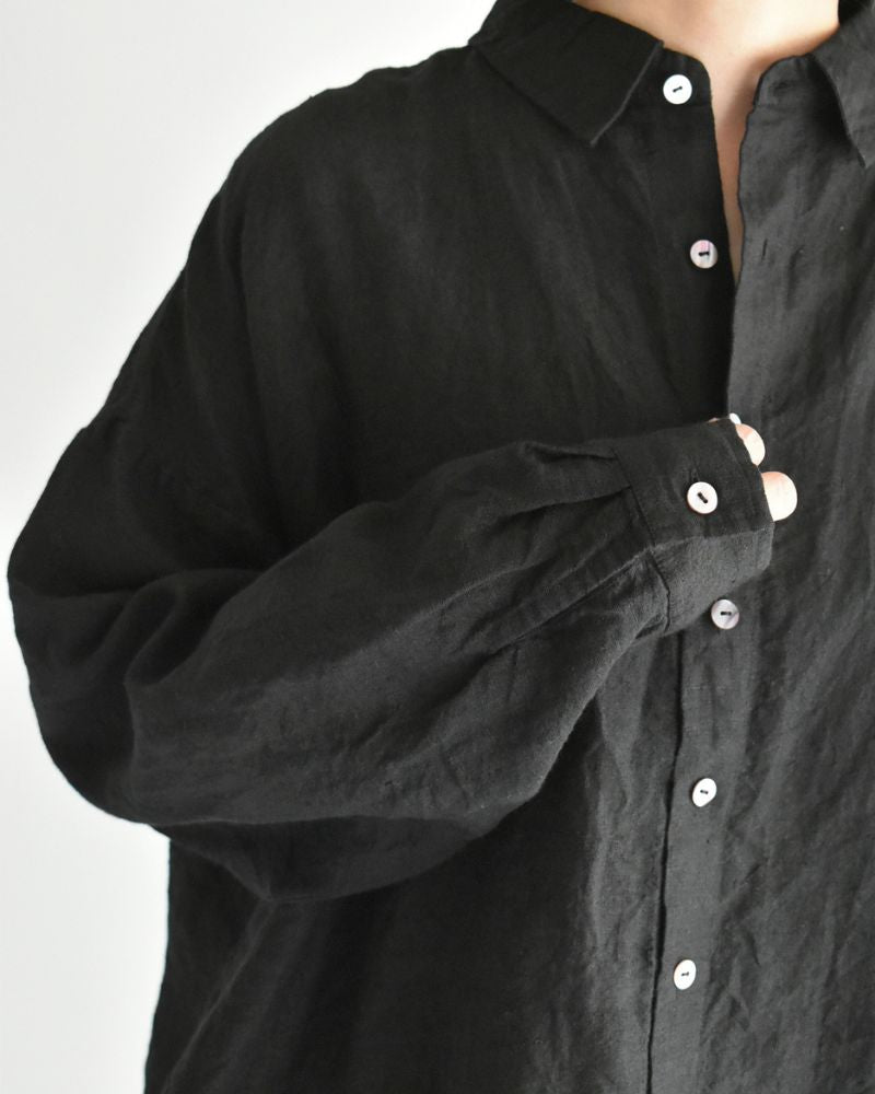 Handwoven 60 Linen Shirt in Black