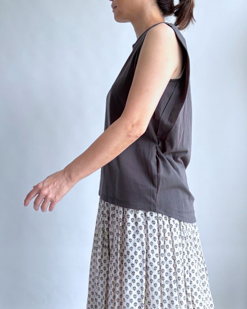 Shoulder Tuck Tank Top in DarkGray