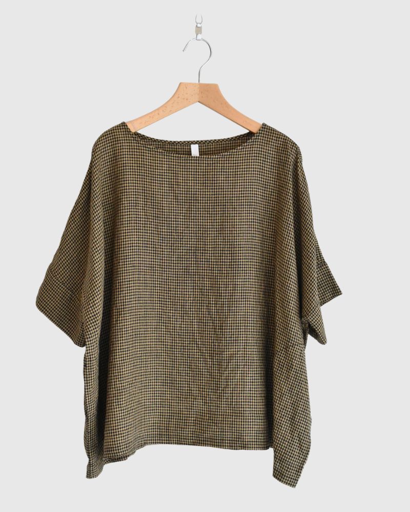 Wide Cuffed T-Blouse in Camel/Black