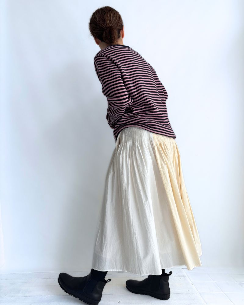 Border knit pullover in Pink/Navy