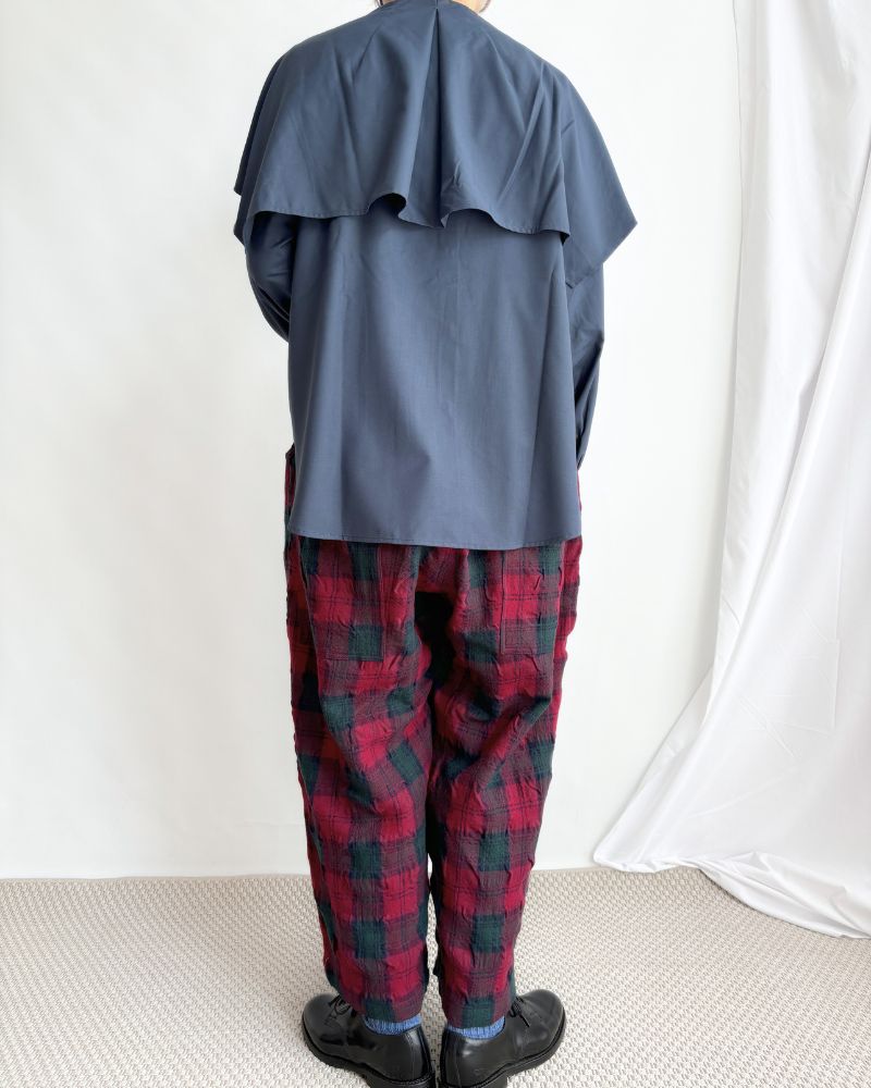 Wool Washer Tartan Pants in Bourdeax